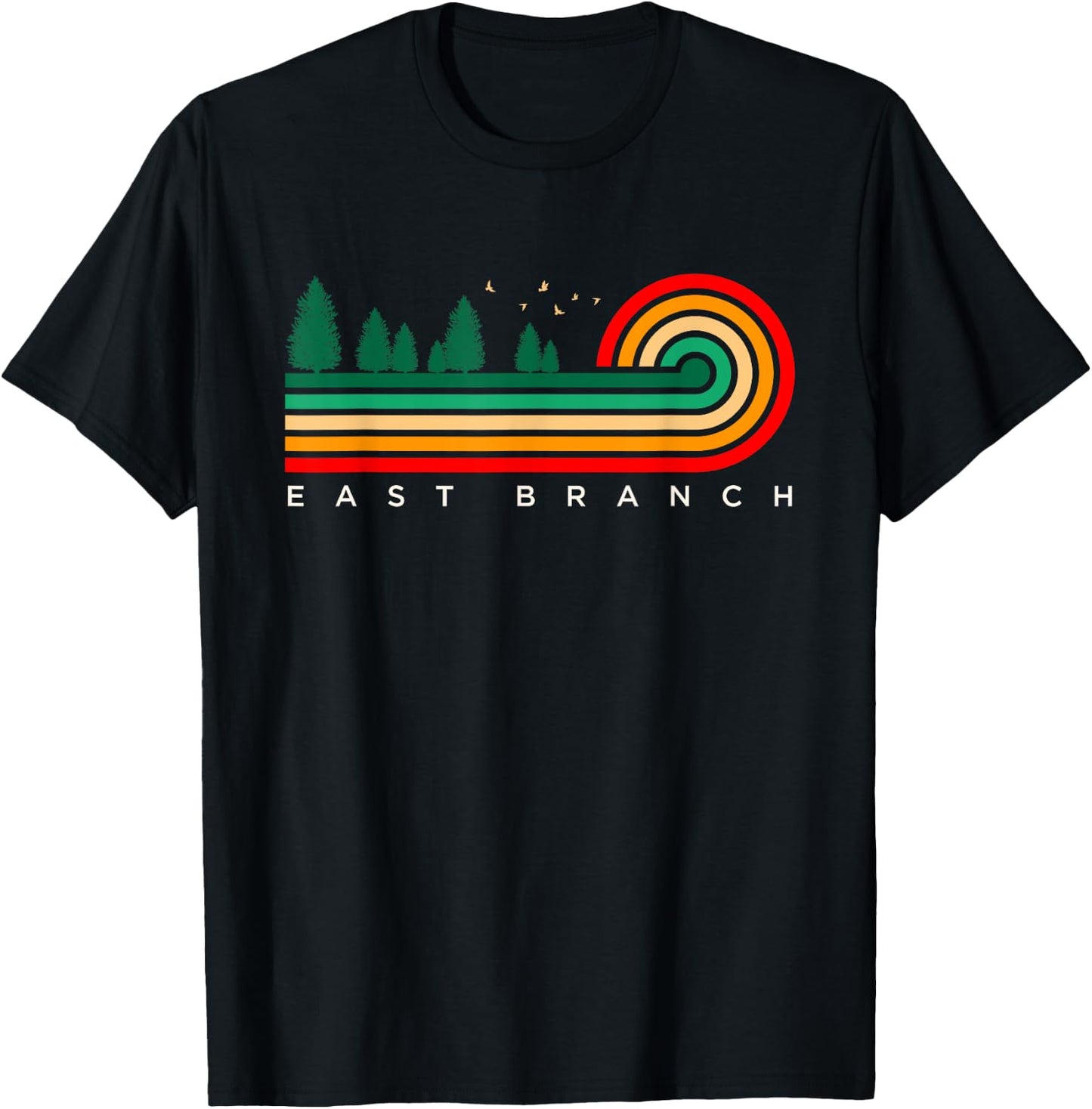 Evergreen Vintage Stripes East Branch, New York T-Shirt - T-Shirt | Black