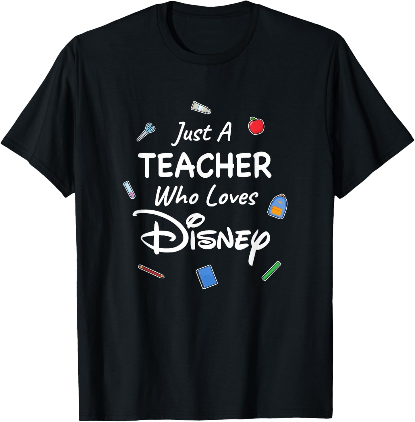 Disney Just A Teacher Who Loves Disney Center Icon Logos T-Shirt - T-Shirt | Black