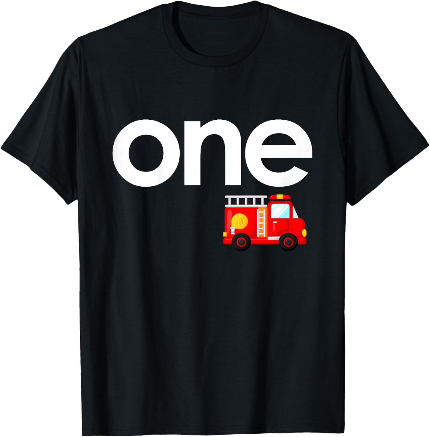 Fire Truck 1st Birthday Boy Toddler 1 Year Old Firefighter T-Shirt - T-Shirt | Black