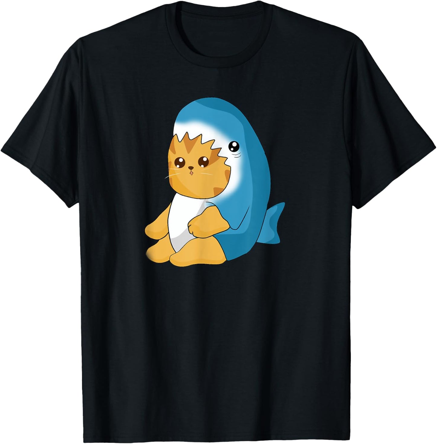 Cute Cat insdie Shark Costume, Kawaii Cat Lover Men Women Kids T-Shirt - T-Shirt | Black