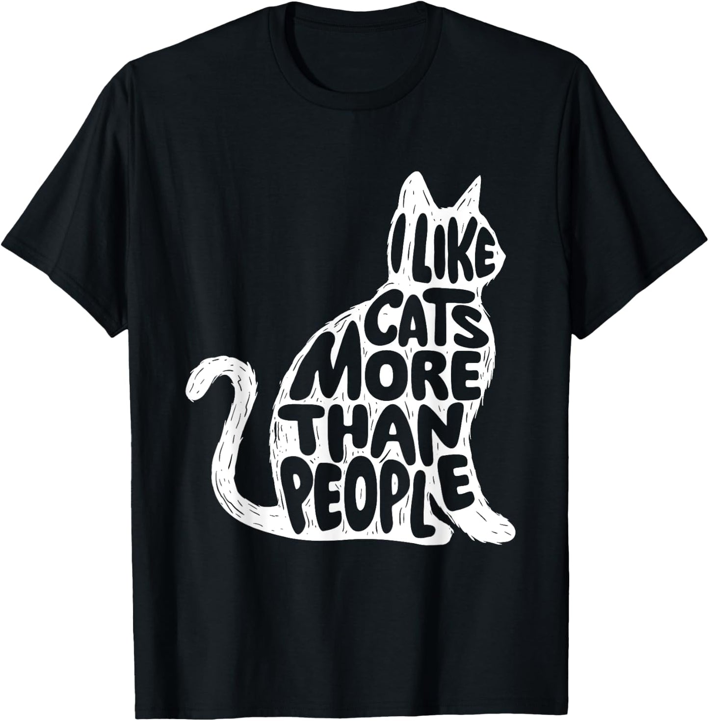 I Like Cats More Than People - Cat Lover Kitten Kitty Owner Women Girls Kids T-Shirt - T-Shirt | Black