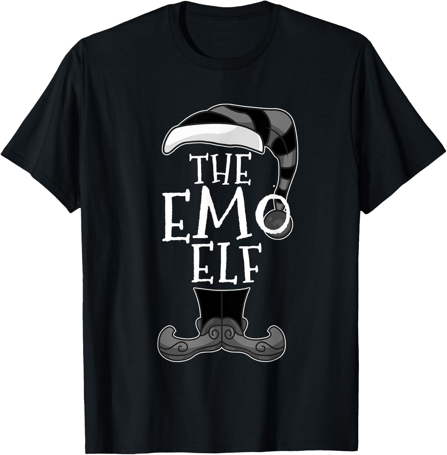 Emo Elf Matching Family Christmas Funny T-Shirt - T-Shirt | Black