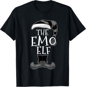 Emo Elf Matching Family Christmas Funny T-Shirt - T-Shirt | Black