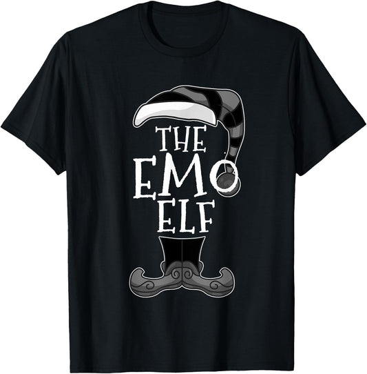 Emo Elf Matching Family Christmas Funny T-Shirt - T-Shirt | Black