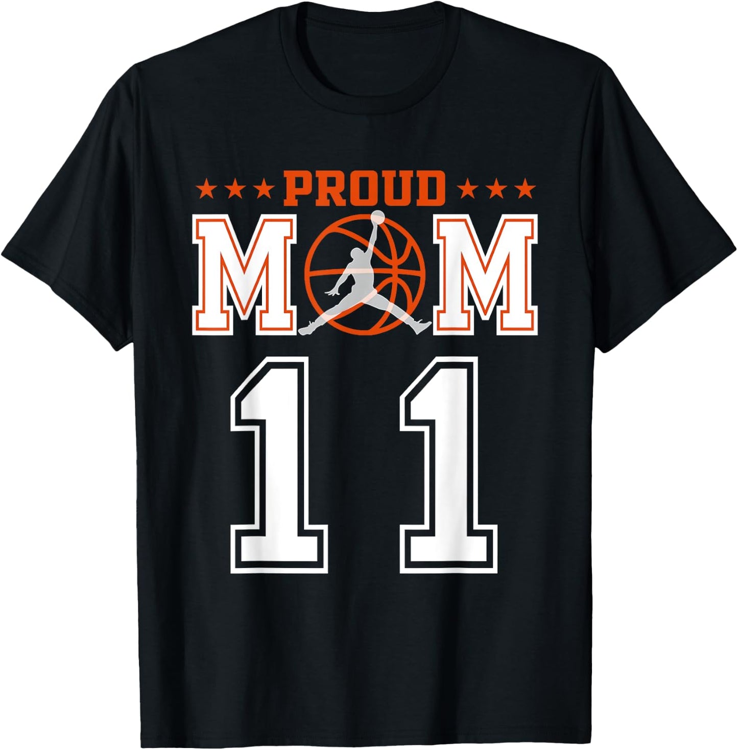 Custom Number 11 Proud Basketball Mom Personalized Sport Lov T-Shirt - T-Shirt | Black