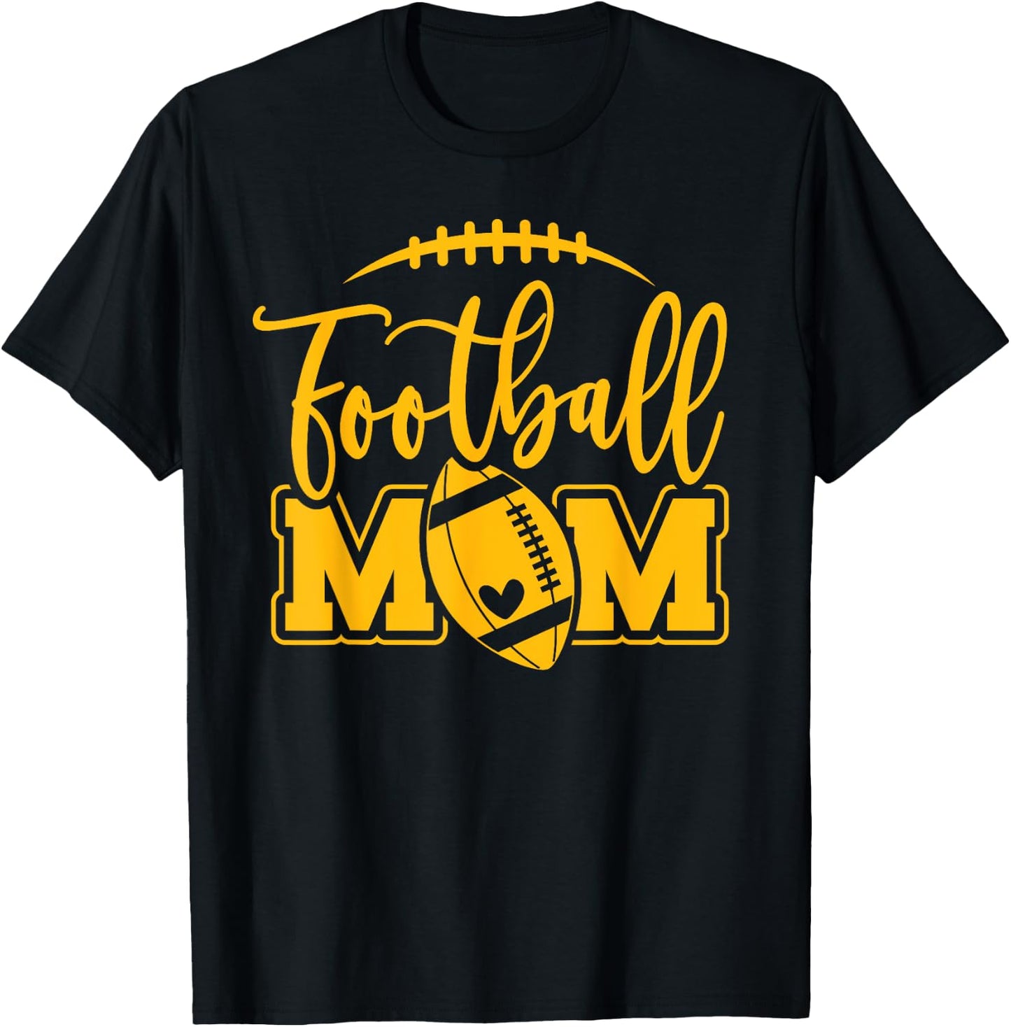Game Day Black and Yellow High School Football Football Mom T-Shirt - T-Shirt | Black
