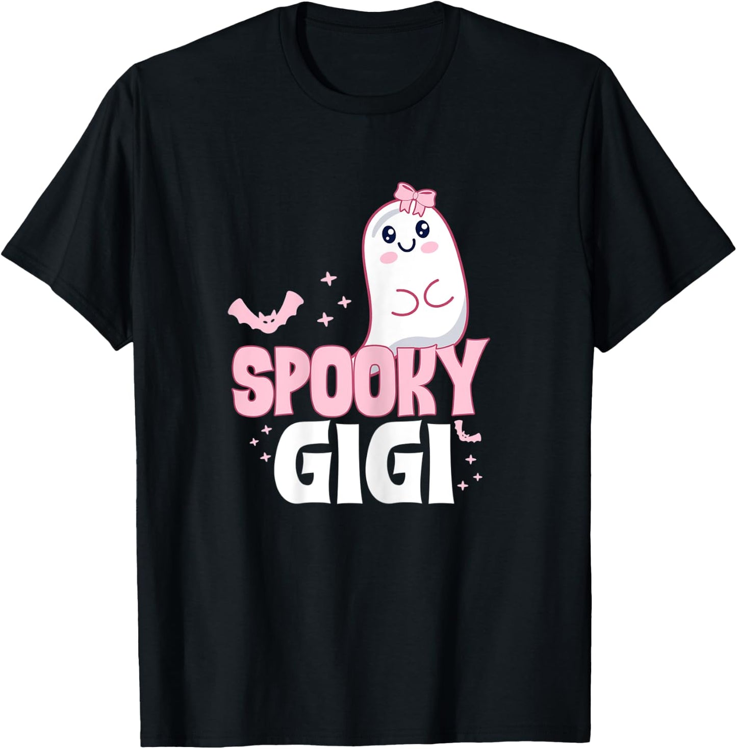 Spooky Gigi Family Cute Pink White Ghost Boo Halloween Nana T-Shirt - T-Shirt | Black
