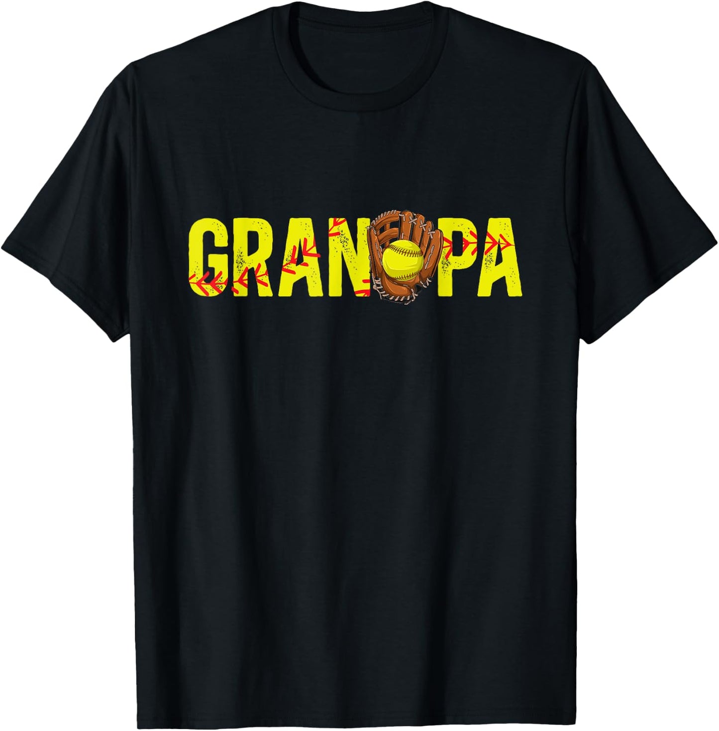 Grandpa Softball Grandpa Softball Player Grandfather T-Shirt - T-Shirt | Black