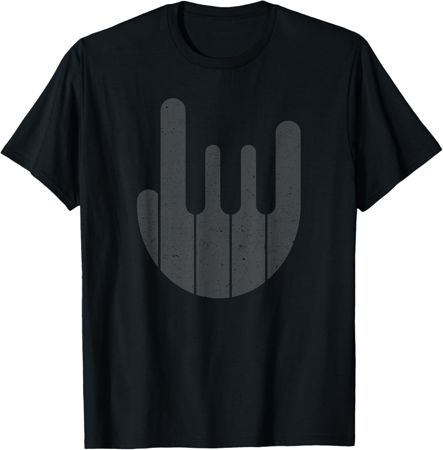 Rock Hand Piano Keyboard - Funny Cool Pianist Keyboardist T-Shirt - T-Shirt | Black