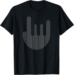 Rock Hand Piano Keyboard - Funny Cool Pianist Keyboardist T-Shirt - T-Shirt | Black