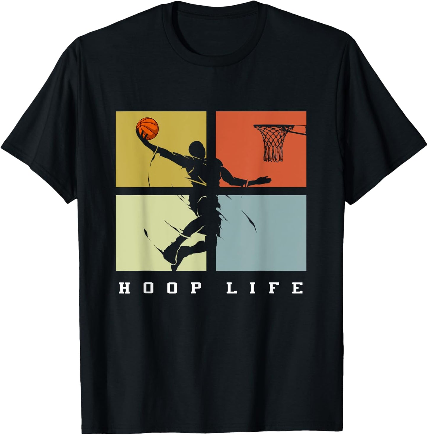 Basketball Hoop Life Player Retro Gift Men Boys Youth T-Shirt - T-Shirt | Black