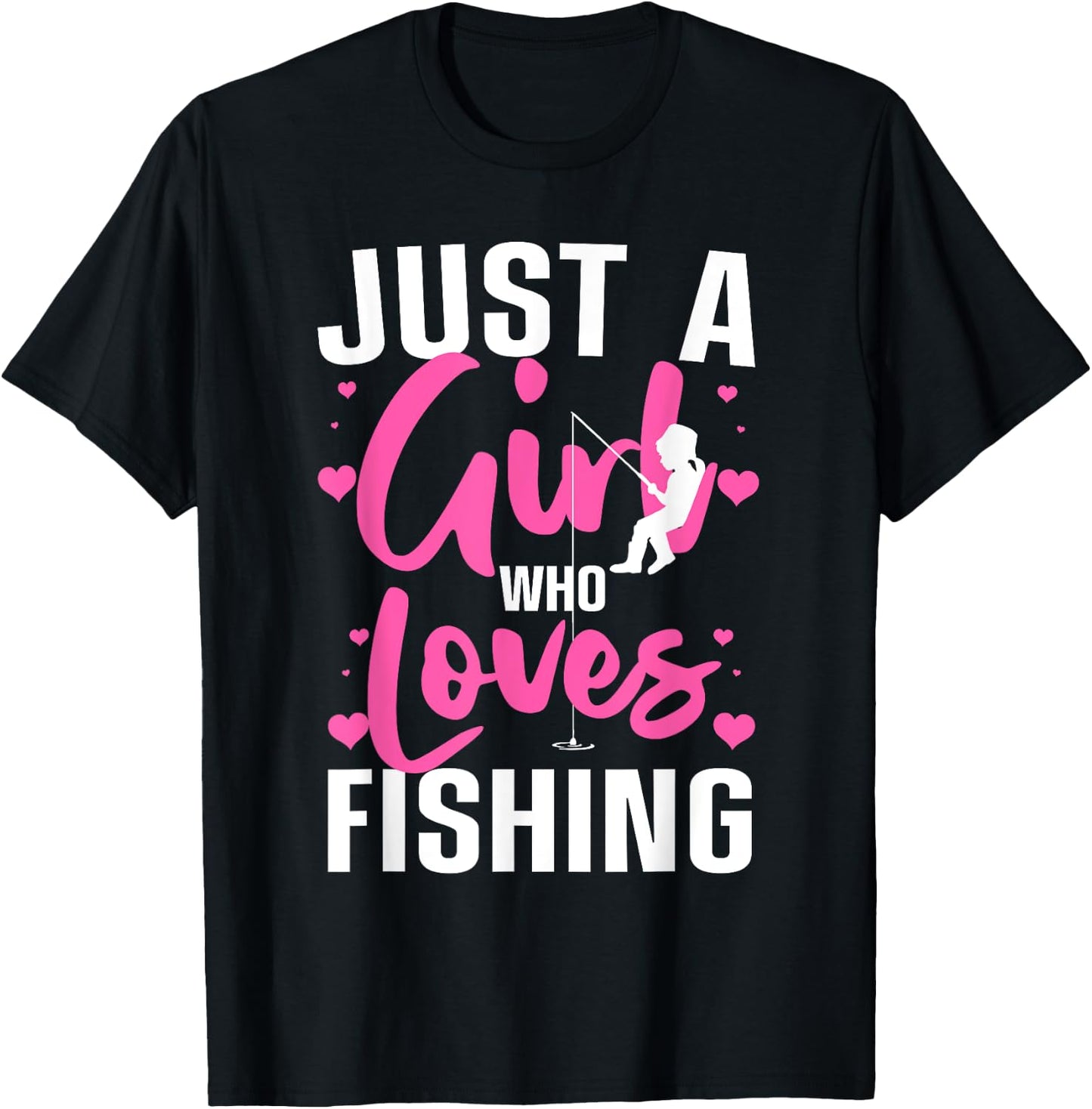 Funny Fishing Design For Girls Women Kids Angler Fish Lover T-Shirt - T-Shirt | Black