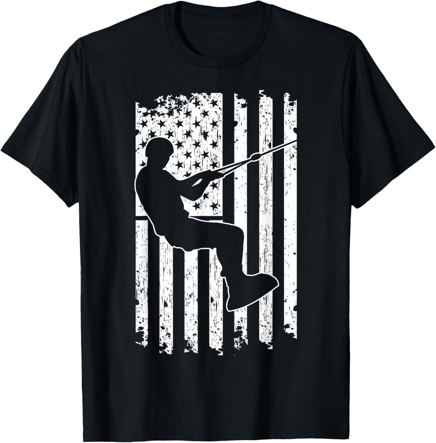 Wakeboarding Silhouette USA Flag Waterskiing Wakeboarder Kids Men T-Shirt - T-Shirt | Black