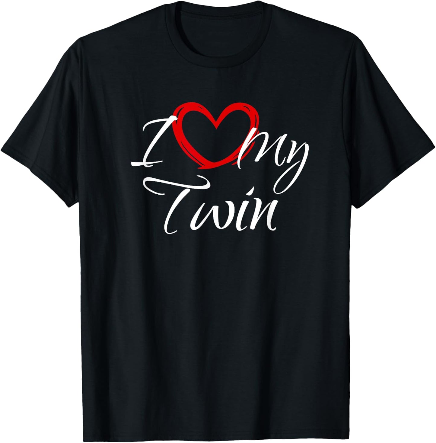I Love My Twin, I Heart My Twin T-Shirt - T-Shirt | Black