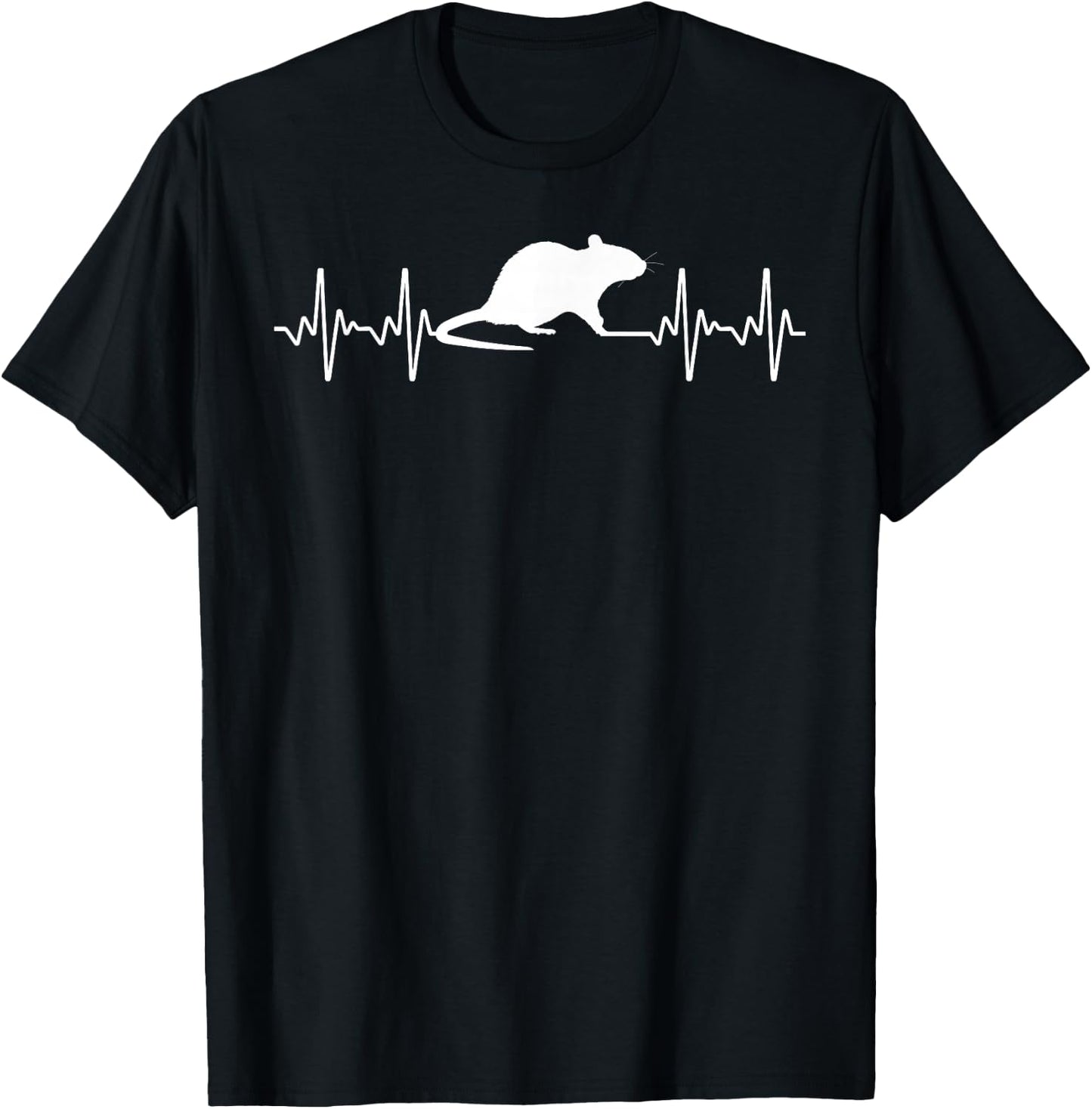 Funny Rat Art Women Kids Heartbeat Mouse Rat Lovers T-Shirt - T-Shirt | Black