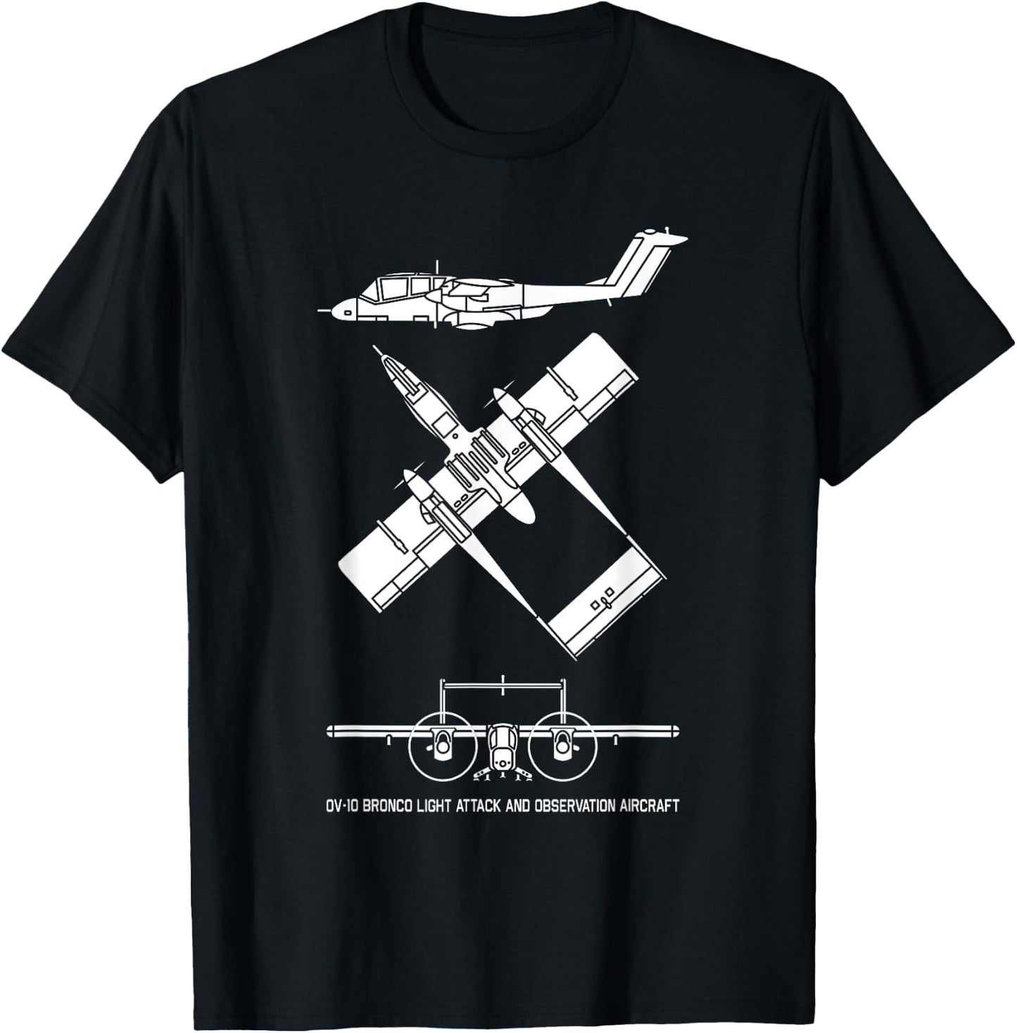 OV-10 Bronco American Plane Cutout Silhouette T-Shirt - T-Shirt | Black