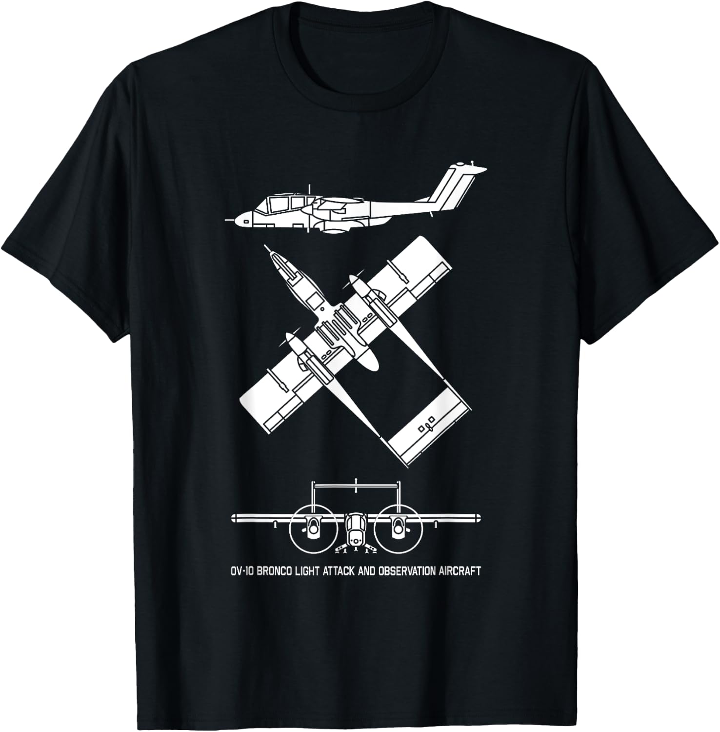 OV-10 Bronco American Plane Cutout Silhouette T-Shirt - T-Shirt | Black