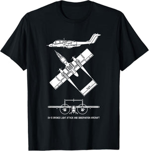 OV-10 Bronco American Plane Cutout Silhouette T-Shirt - T-Shirt | Black
