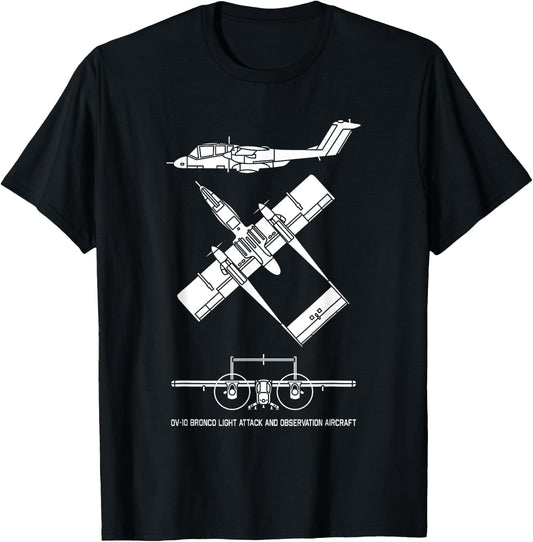 OV-10 Bronco American Plane Cutout Silhouette T-Shirt - T-Shirt | Black