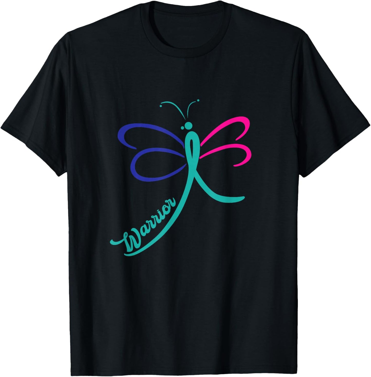 Warrior Thyroid Cancer Butterfly Band Awareness T-Shirt - T-Shirt | Black