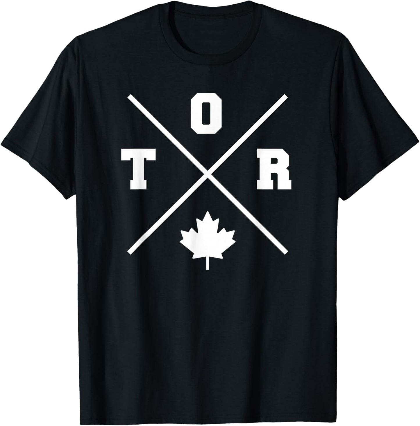 Classic TOR Toronto Crossmark Maple Leaf Outline T-Shirt - T-Shirt | Black