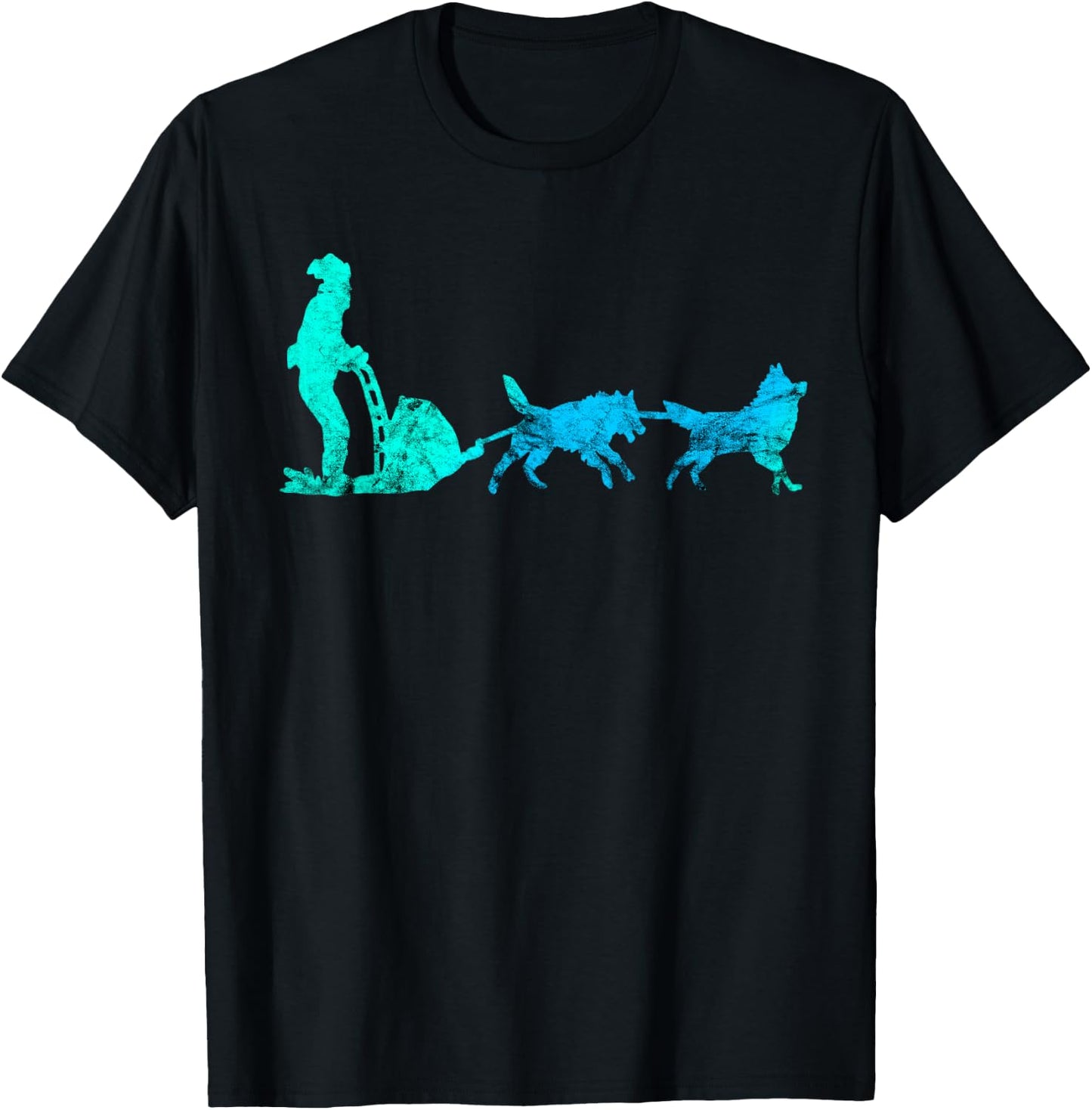 Vintage Sled Dog Mushing Mush Dog Huskies Snow Sleding T-Shirt - T-Shirt | Black
