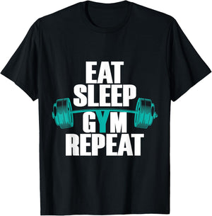 Bodybuilding funny Eat Sleep Gym Repeat T-Shirt - T-Shirt | Black