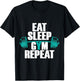 Bodybuilding funny Eat Sleep Gym Repeat T-Shirt - T-Shirt | Black