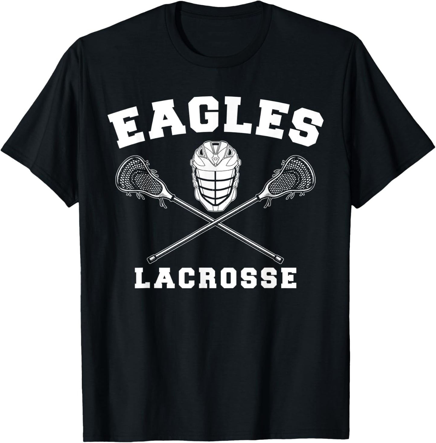 Eagles Lax Crossed Sticks & Helmet Boys Lacrosse Design T-Shirt - T-Shirt | Black