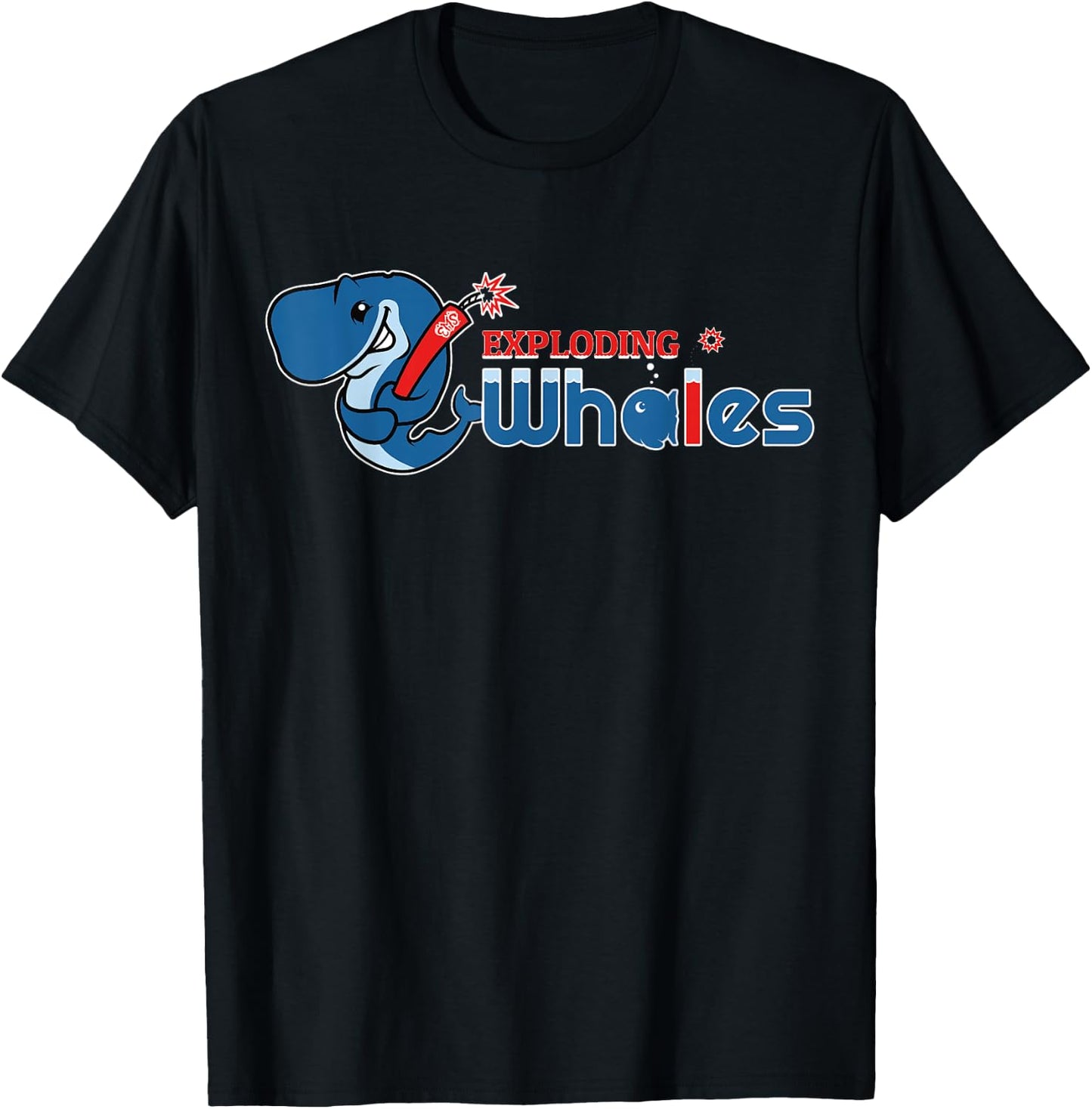 Exploding Whales Funny Whale Joke T-Shirt - T-Shirt | Black