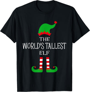 The World's Tallest Elf Matching Family Idea Funny Christmas T-Shirt - T-Shirt | Black