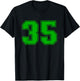 Number #35 Green Sports Team Varsity Number T-Shirt - T-Shirt | Black