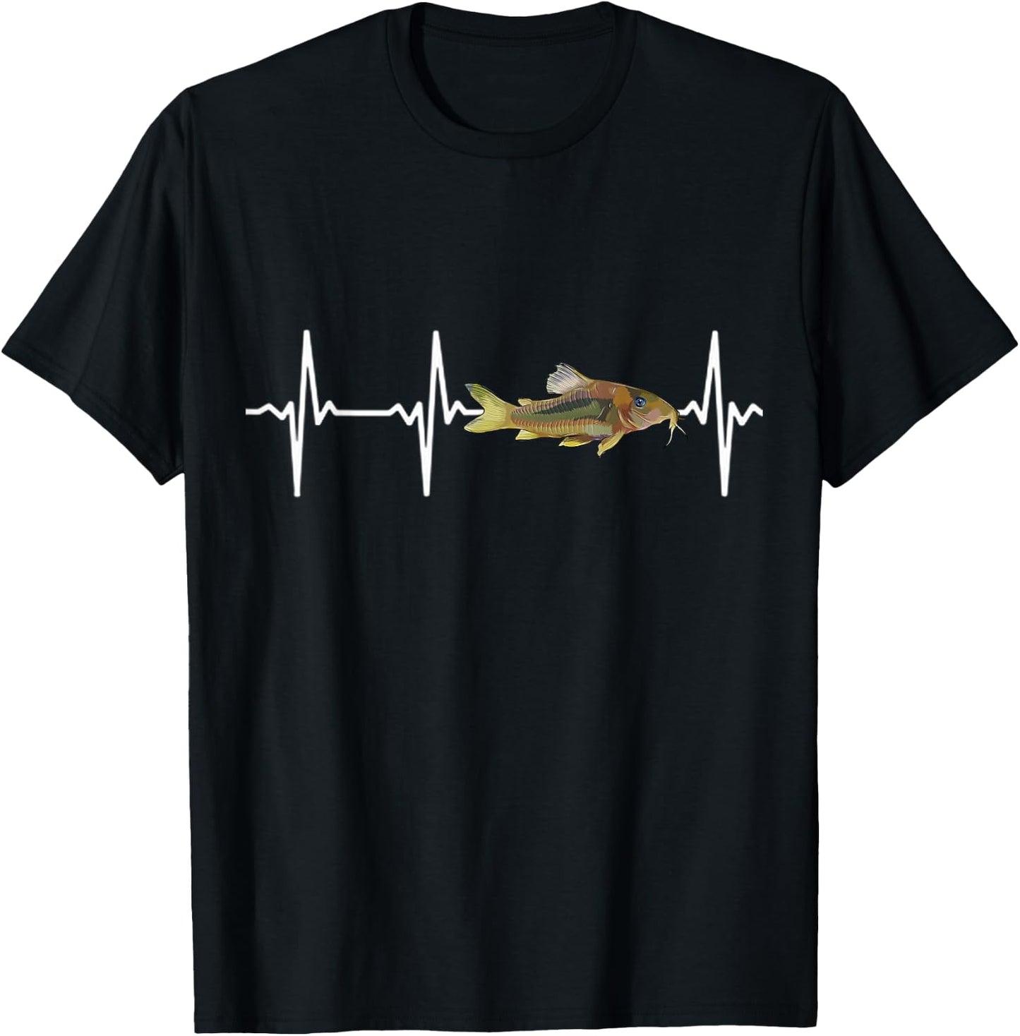 Corydoras Catfish Heartbeat For Fishkeeping Aquarium Lovers T-Shirt - T-Shirt | Black