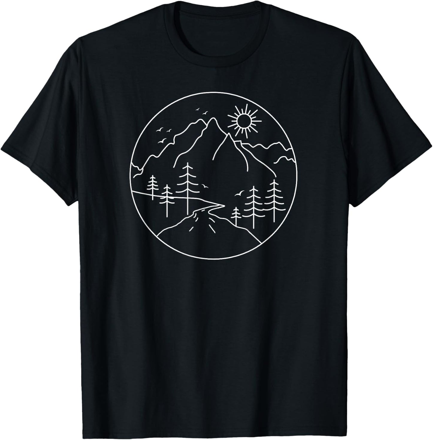 Sunrise Mountain Nature Hiking Camping Outdoors Mountains T-Shirt - T-Shirt | Black