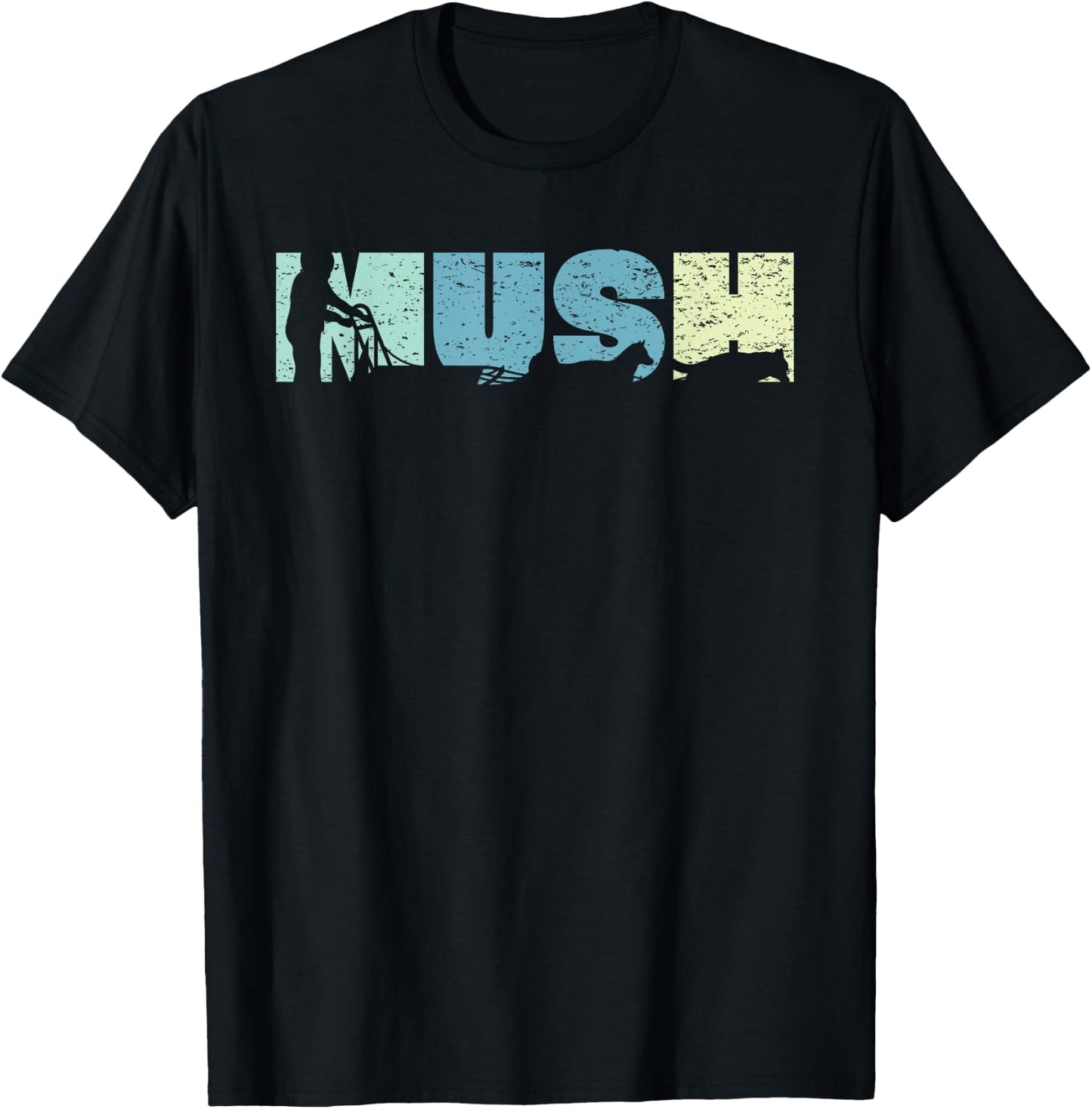 Retro Mush Mushing Sled Dog Sledding Musher Men Women T-Shirt - T-Shirt | Black