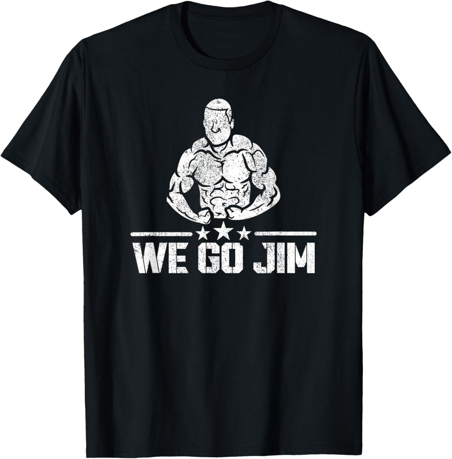 We Go Jim Workout Retro Flexing Gym T-Shirt - T-Shirt | Black