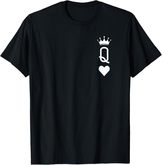 Queen of Heart Playing Card Vintage Crown Matching Women T-Shirt - T-Shirt | Black