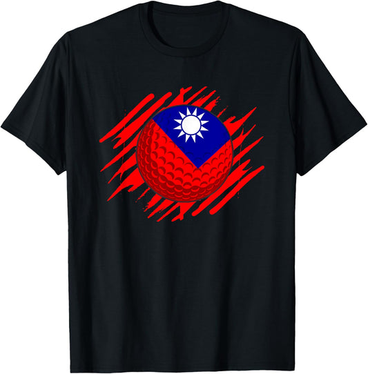 Golf Ball With The Flag Of Taiwan T-Shirt - T-Shirt | Black