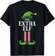 Extra Elf Matching Family Group Christmas Party Funny Elf T-Shirt - T-Shirt | Black