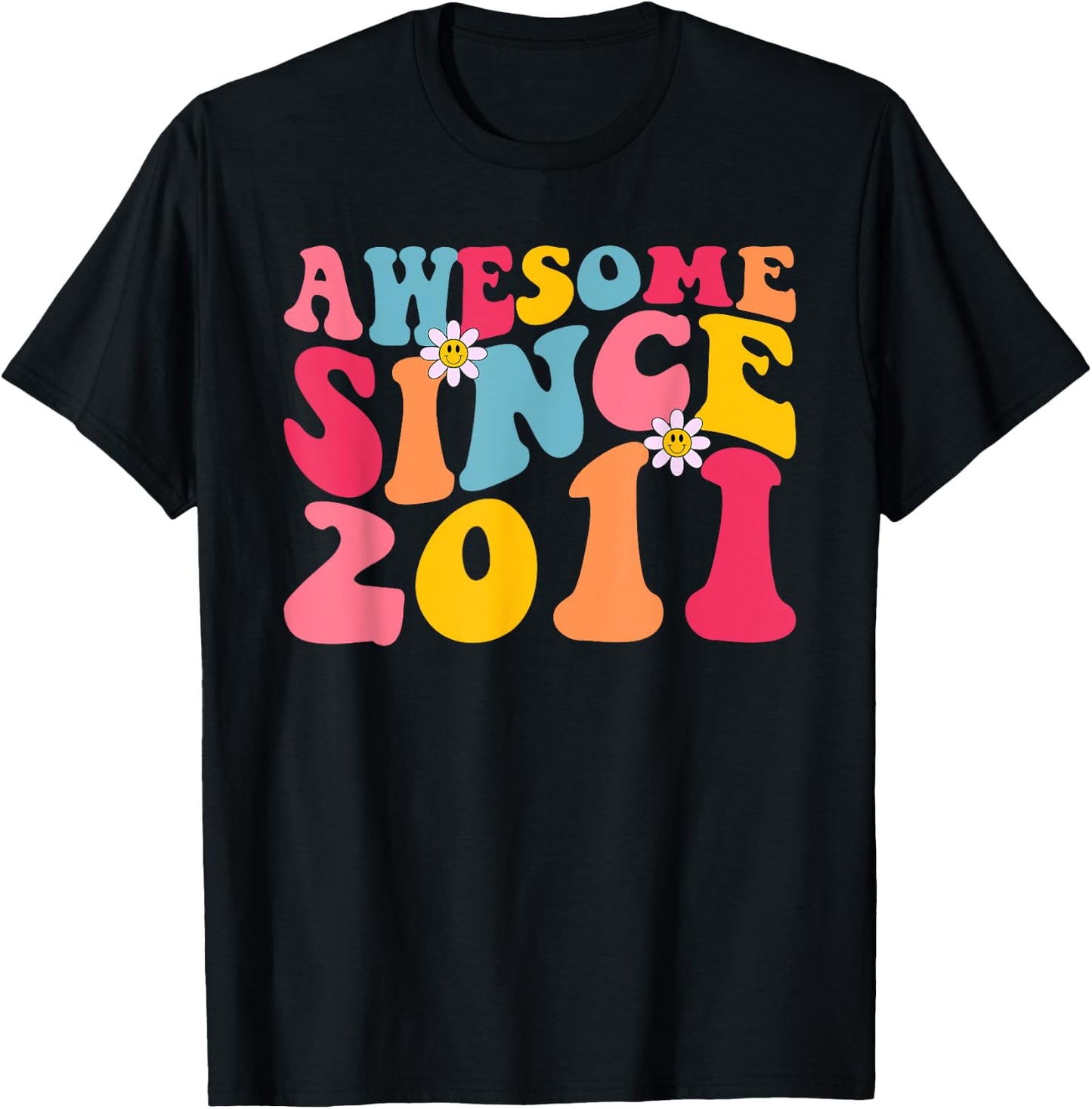 14th Birthday Awesome Since 2011 Retro 14 Years Old Vintage T-Shirt - T-Shirt | Black