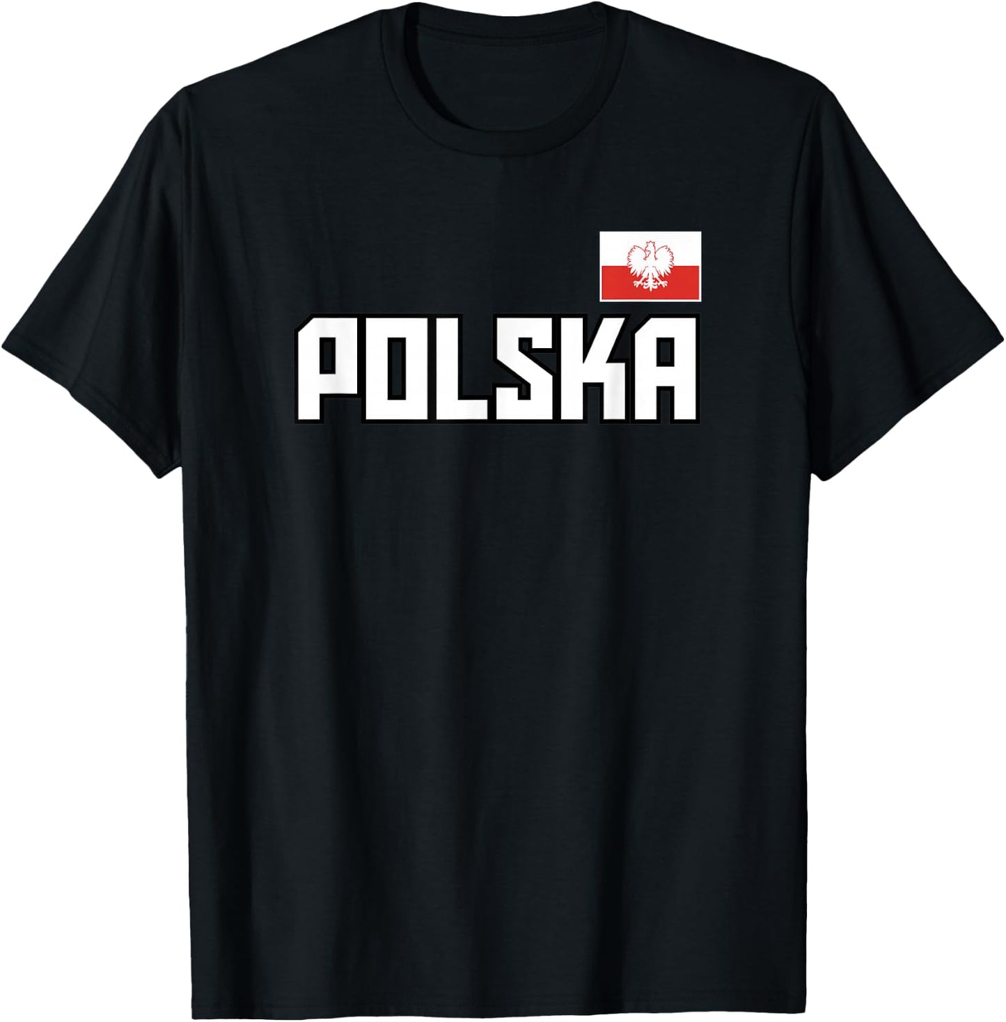 Polska Flag Poland Polish Pride Athletic Style Country T-Shirt - T-Shirt | Black