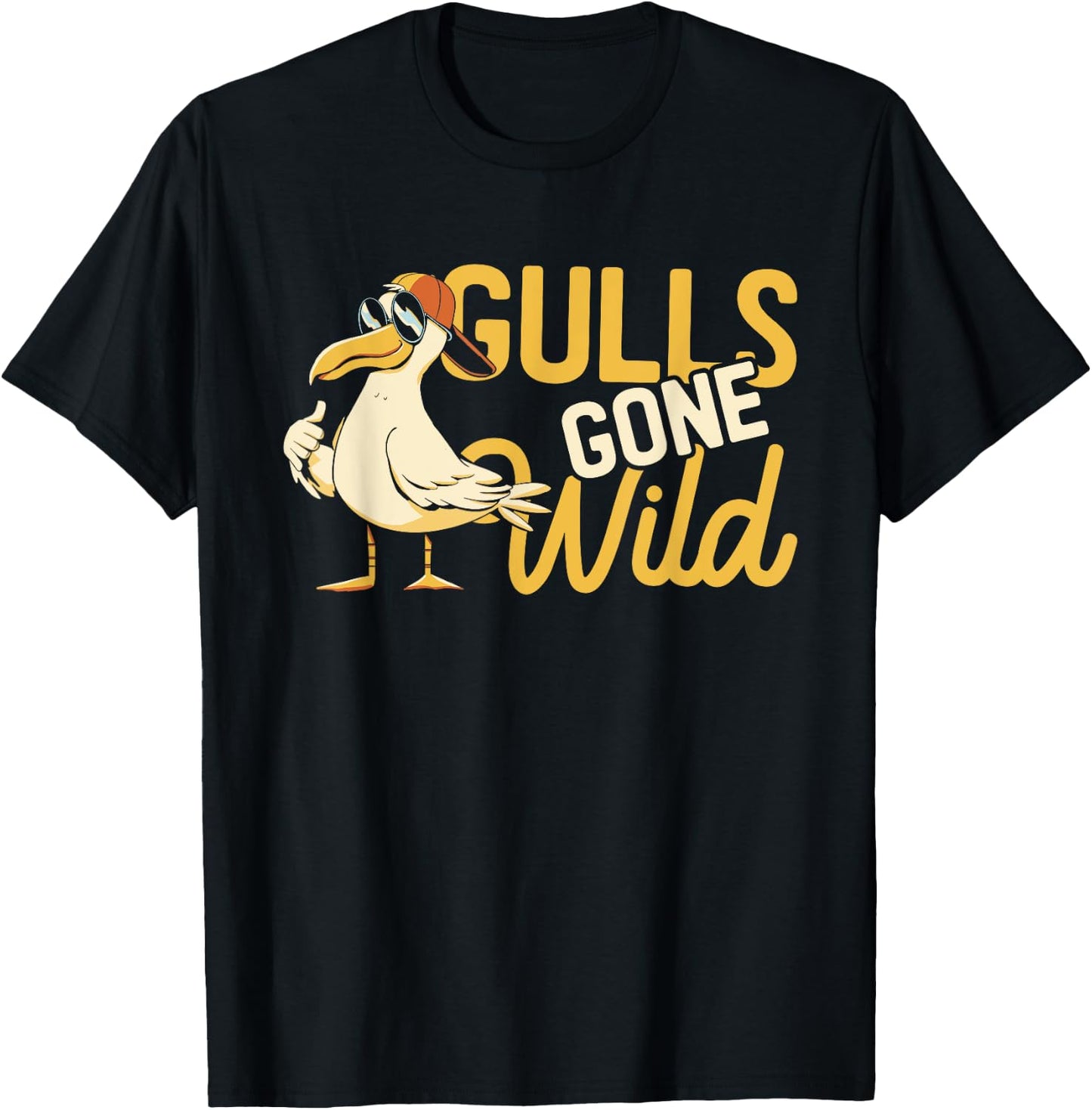 Gulls Gone Wild | Funny Seagull | Ocean Birds T-Shirt - T-Shirt | Black