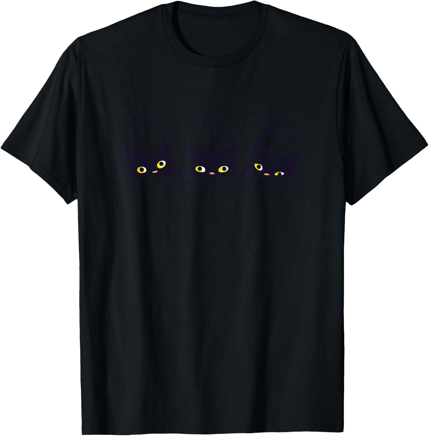 3 Black Cats Funny Cute Design Women Men Girl Boy Cat T-Shirt - T-Shirt | Black