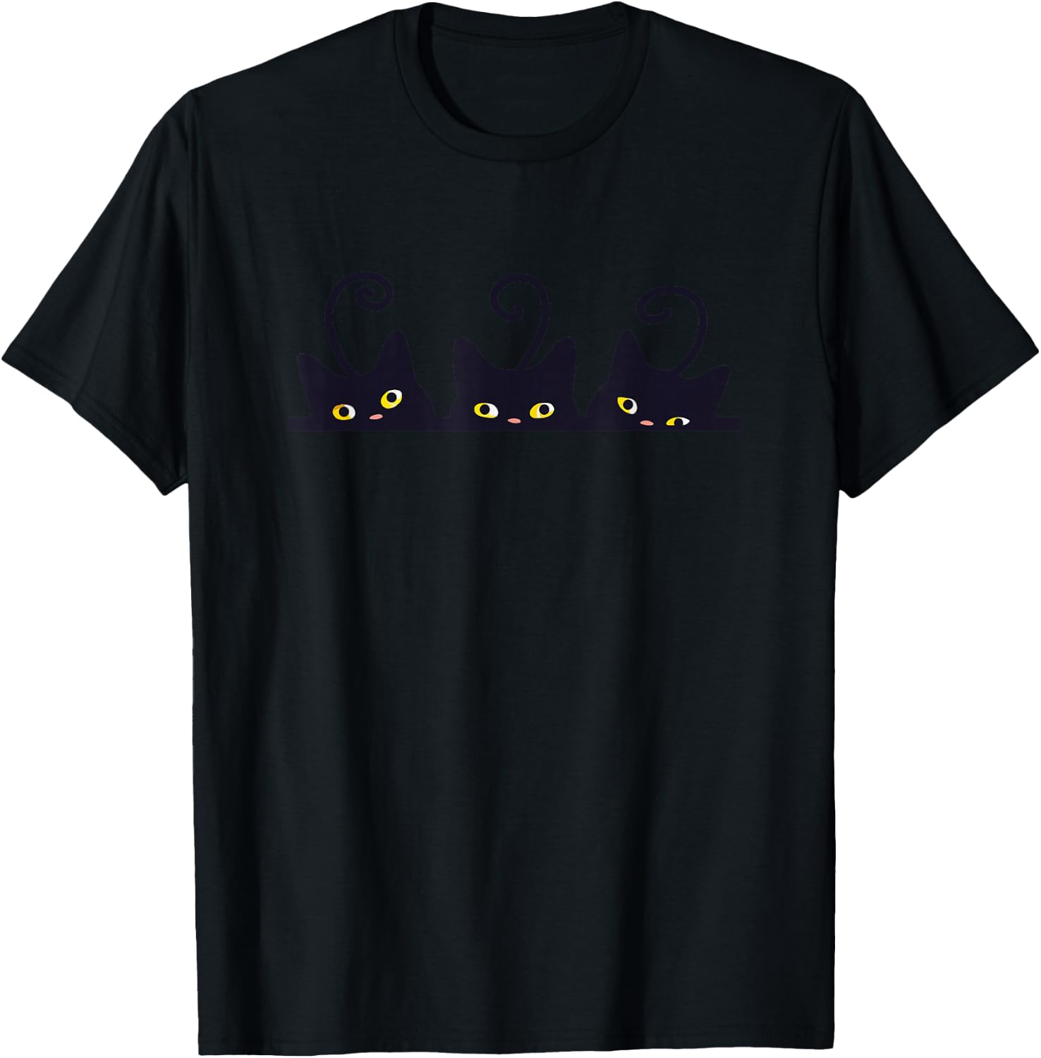 3 Black Cats Funny Cute Design Women Men Girl Boy Cat T-Shirt - T-Shirt | Black