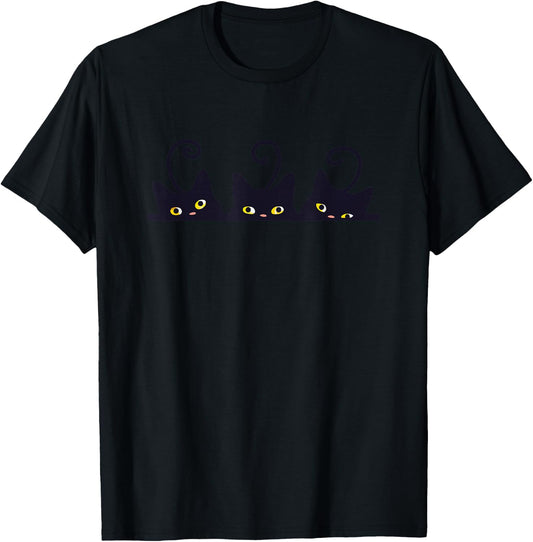 3 Black Cats Funny Cute Design Women Men Girl Boy Cat T-Shirt - T-Shirt | Black