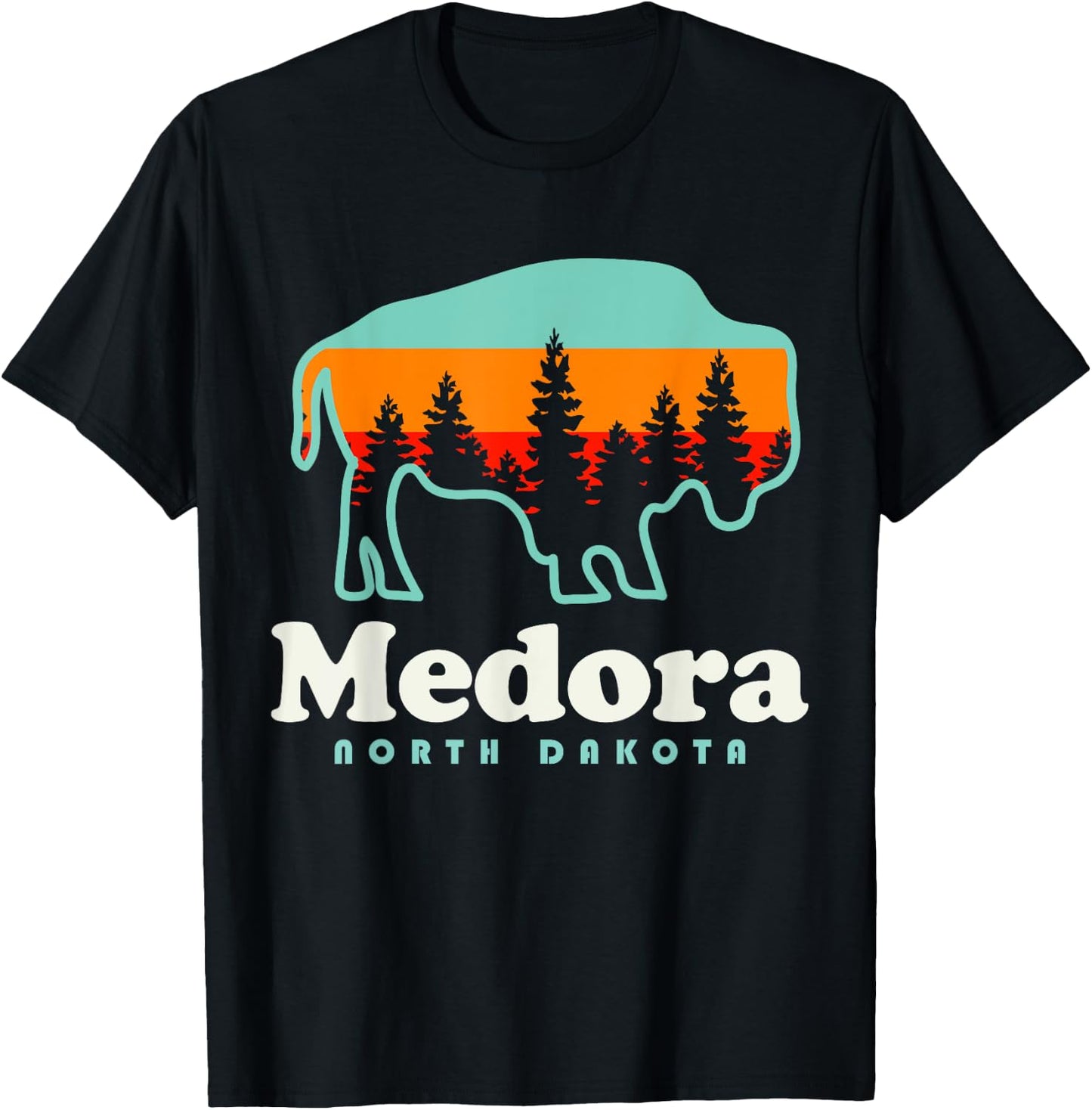 Medora North Carolina Bison Vacation Trip T-Shirt - T-Shirt | Black