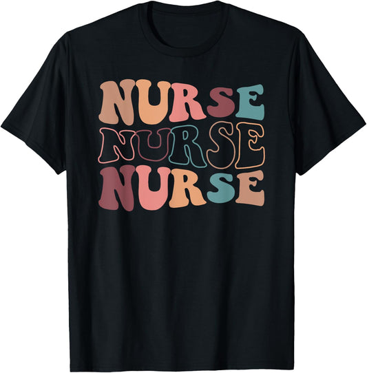 Groovy Nurse Shirt Women School Nurse RN ICU ER Pediatric T-Shirt - T-Shirt | Black