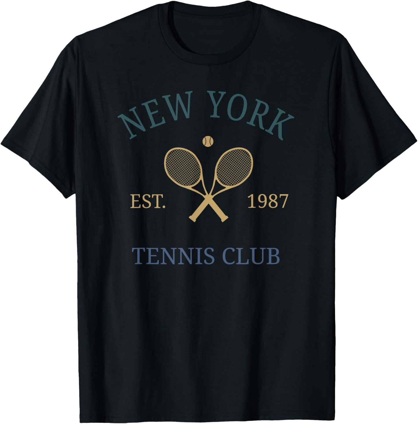 New York Athletics Tennis Club Racquet Prep NY 90s Vintage T-Shirt - T-Shirt | Black