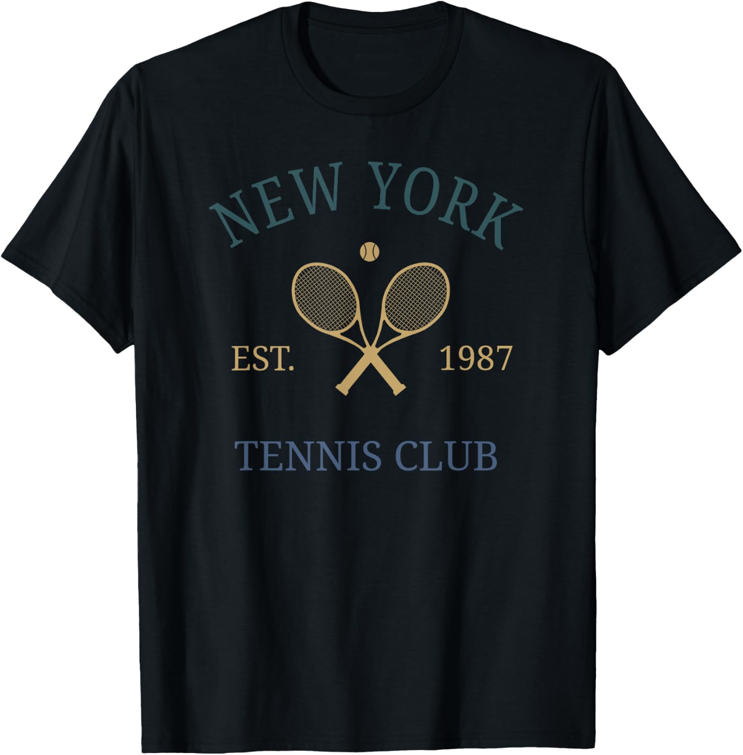 New York Athletics Tennis Club Racquet Prep NY 90s Vintage T-Shirt - T-Shirt | Black