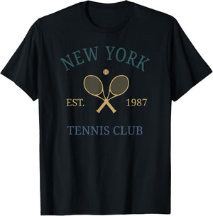 New York Athletics Tennis Club Racquet Prep NY 90s Vintage T-Shirt - T-Shirt | Black
